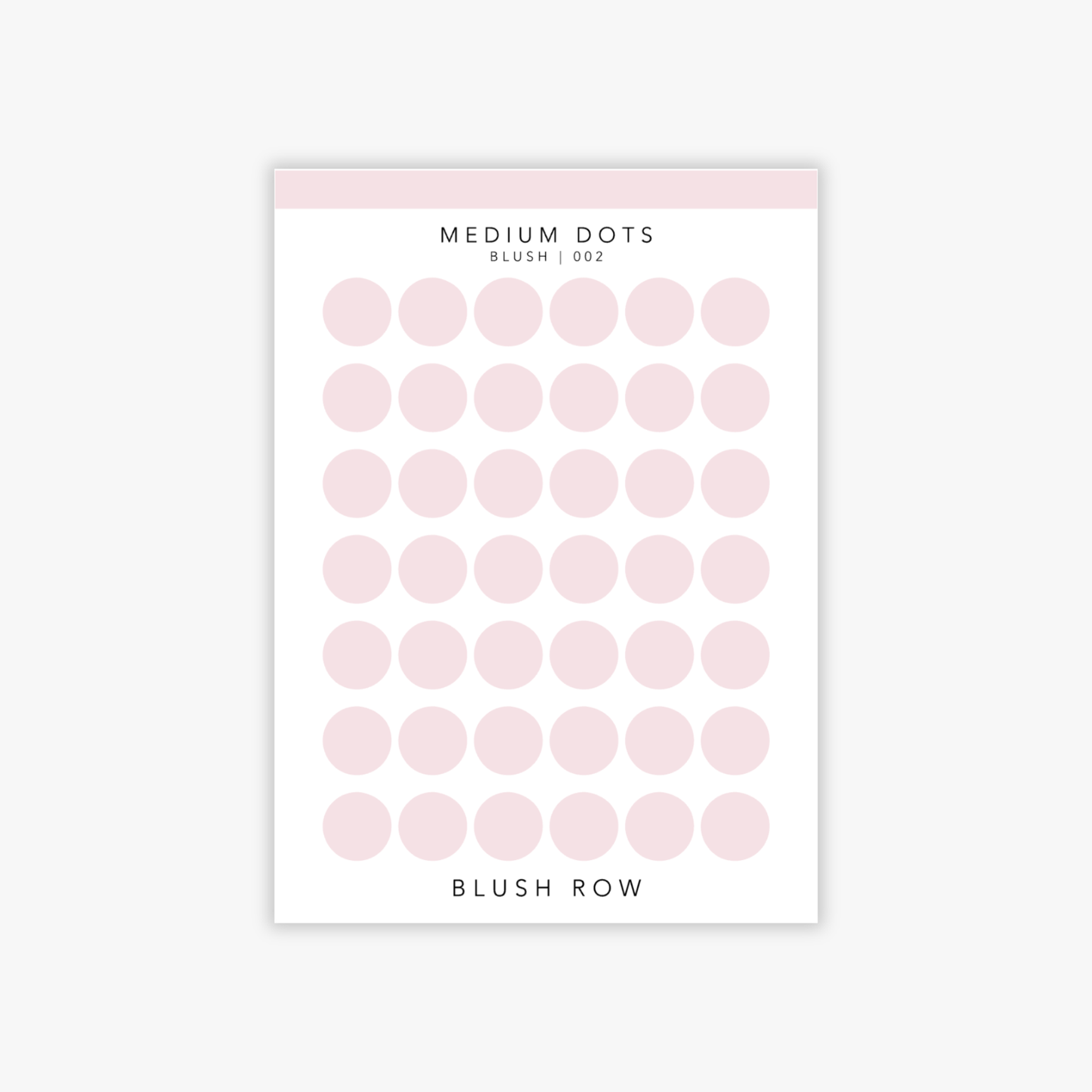 Blush medium dot planner stickers in a blush pink shade on a Blush Row sticker sheet.