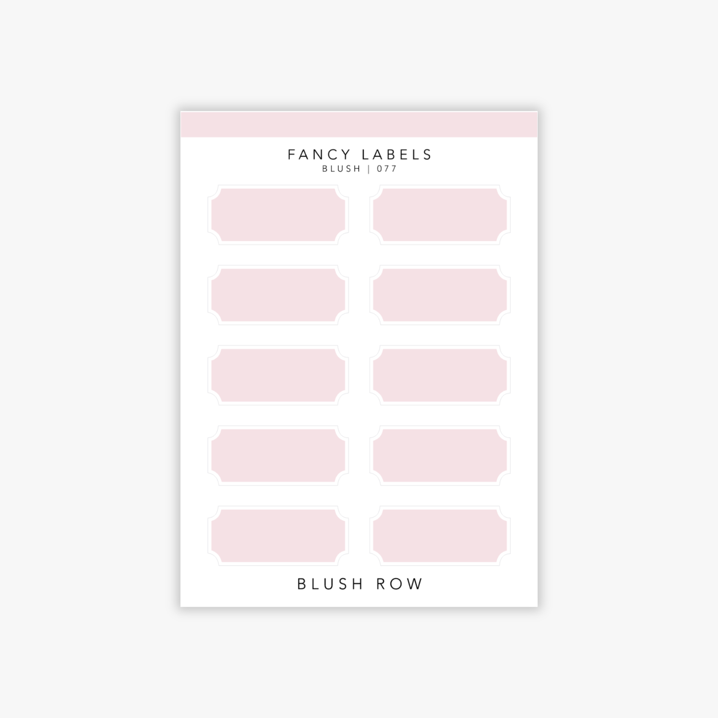 Fancy shaped planner stickers in a blush pink shade on a Blush Row sticker sheet.