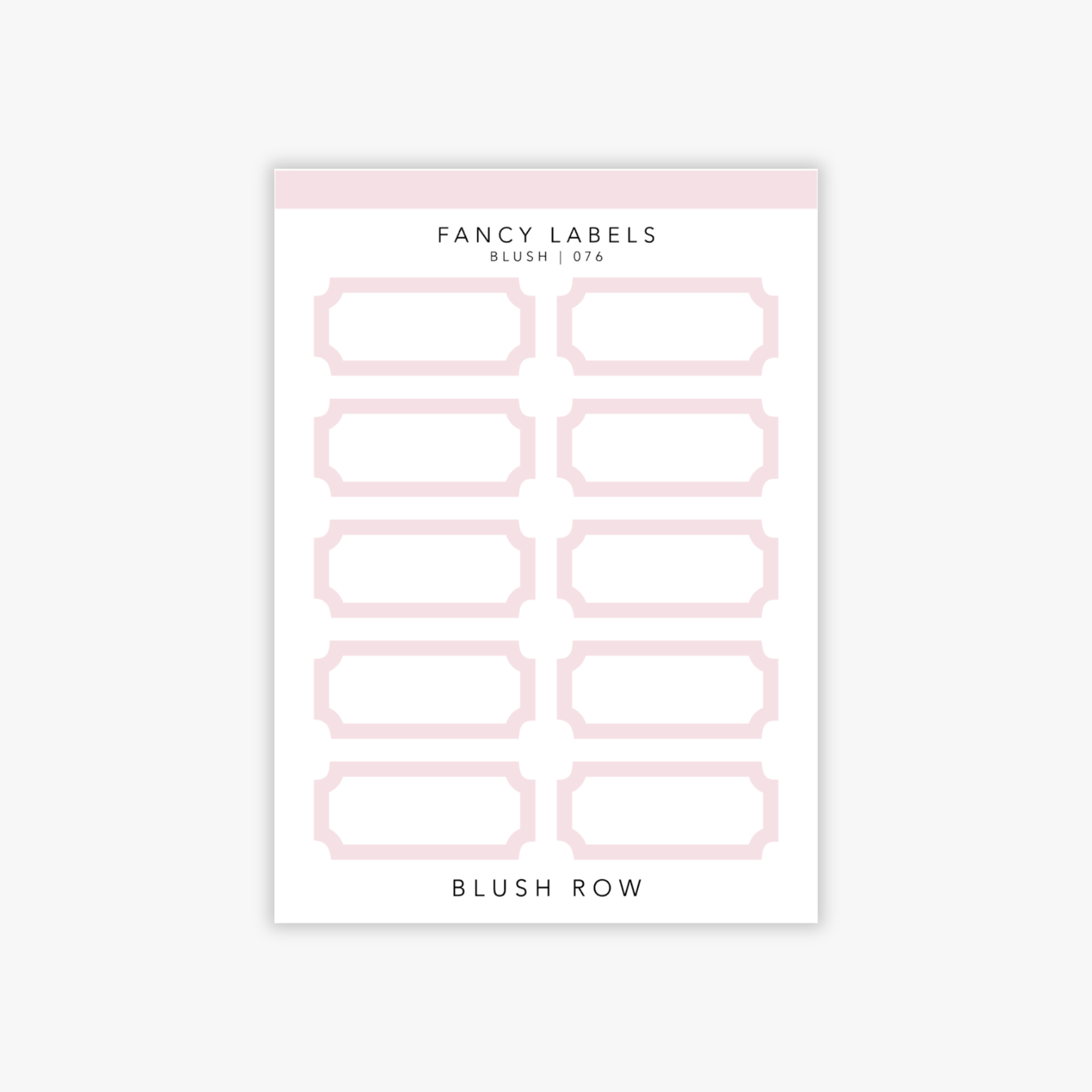Blush fancy label frame planner stickers on a Blush Row sticker sheet.
