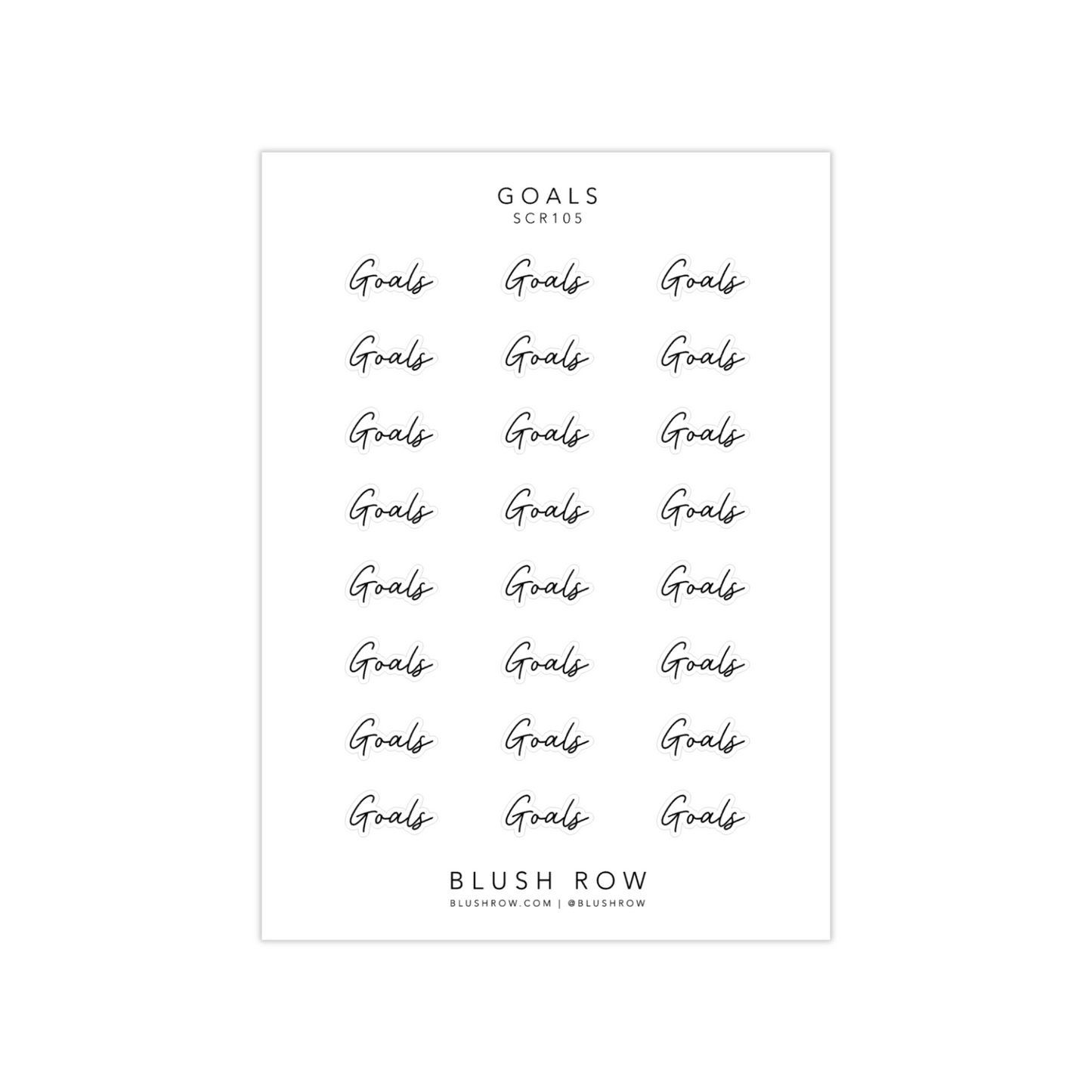 Sticker sheets with Goals scripted planner stickers, perfect for any planner or journal.