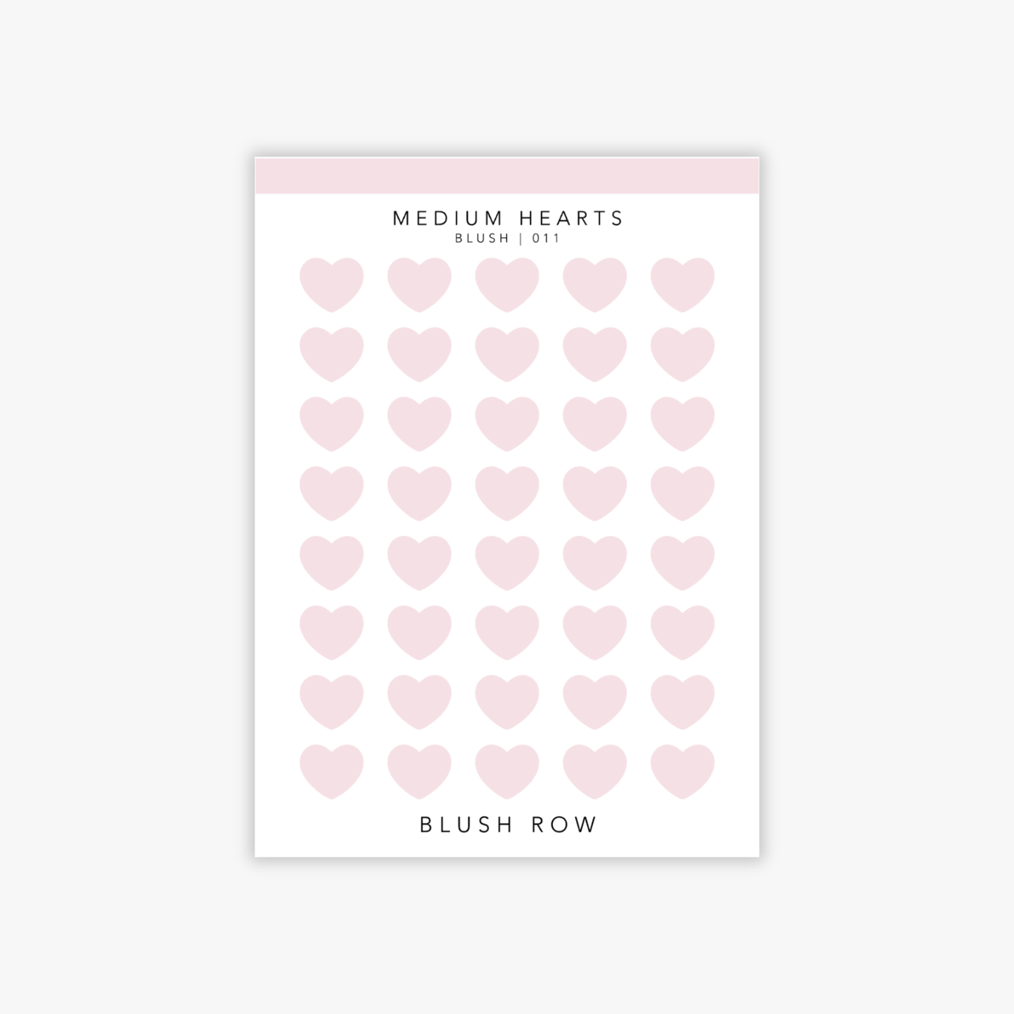 Medium heart shaped planner stickers in a blush pink shade on a Blush Row sticker sheet.