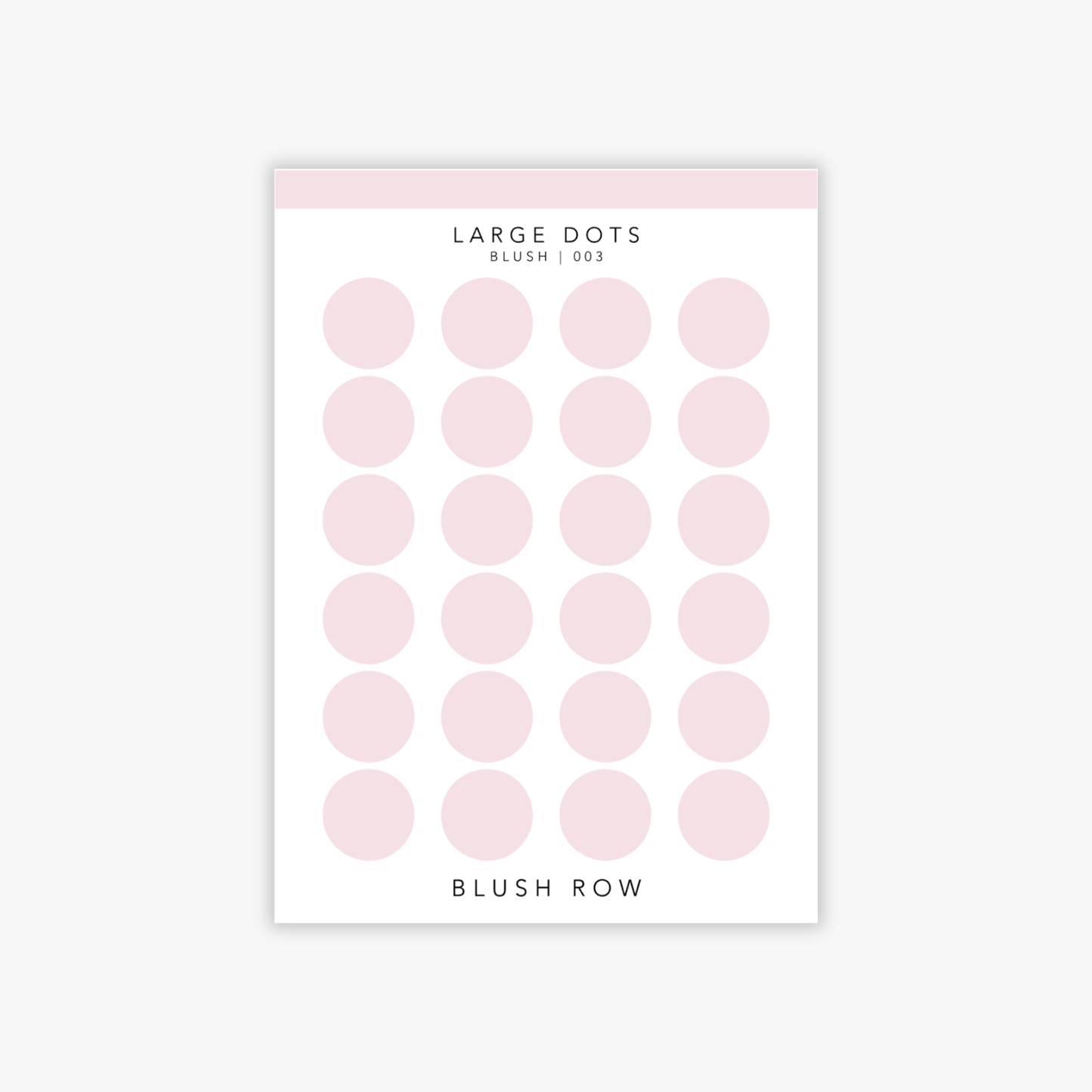 Large dot planner stickers in a blush pink shade on a Blush Row sticker sheet.