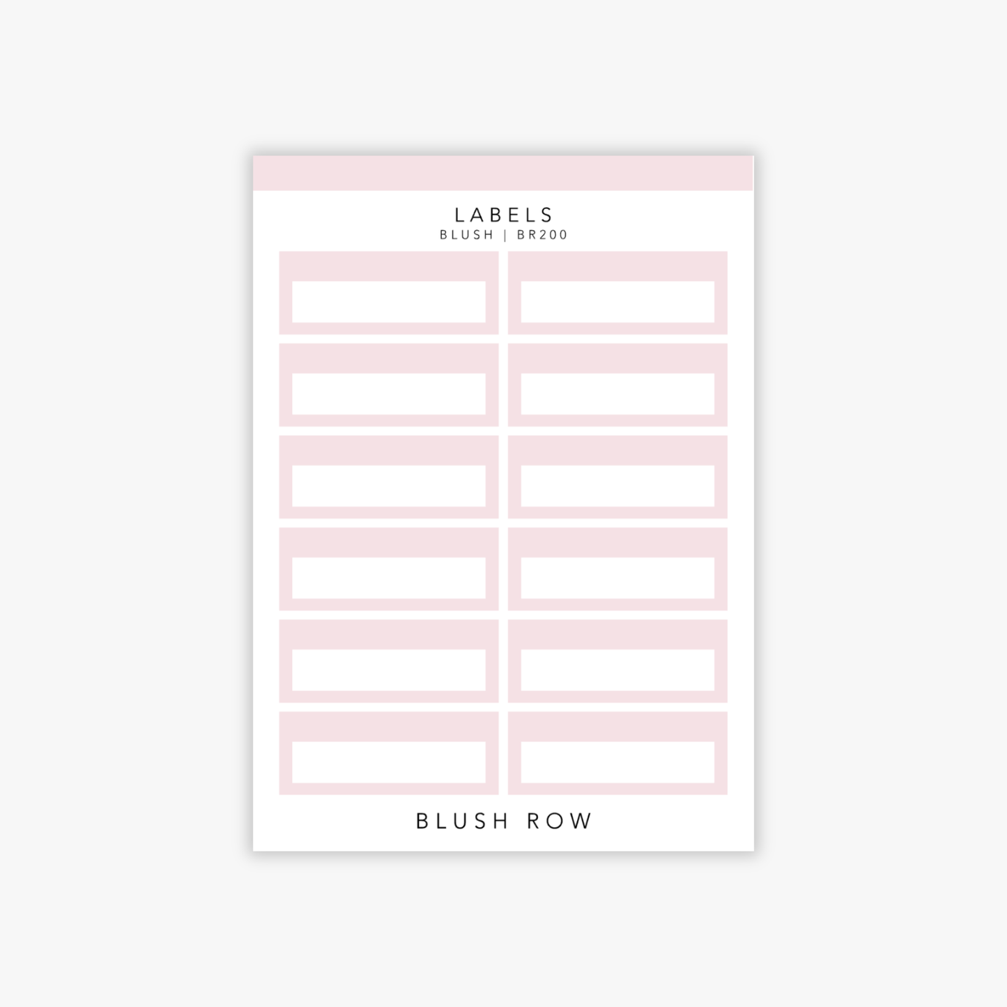 Quarter box planner stickers with a top band in a blush pink shade on a Blush Row sticker sheet.