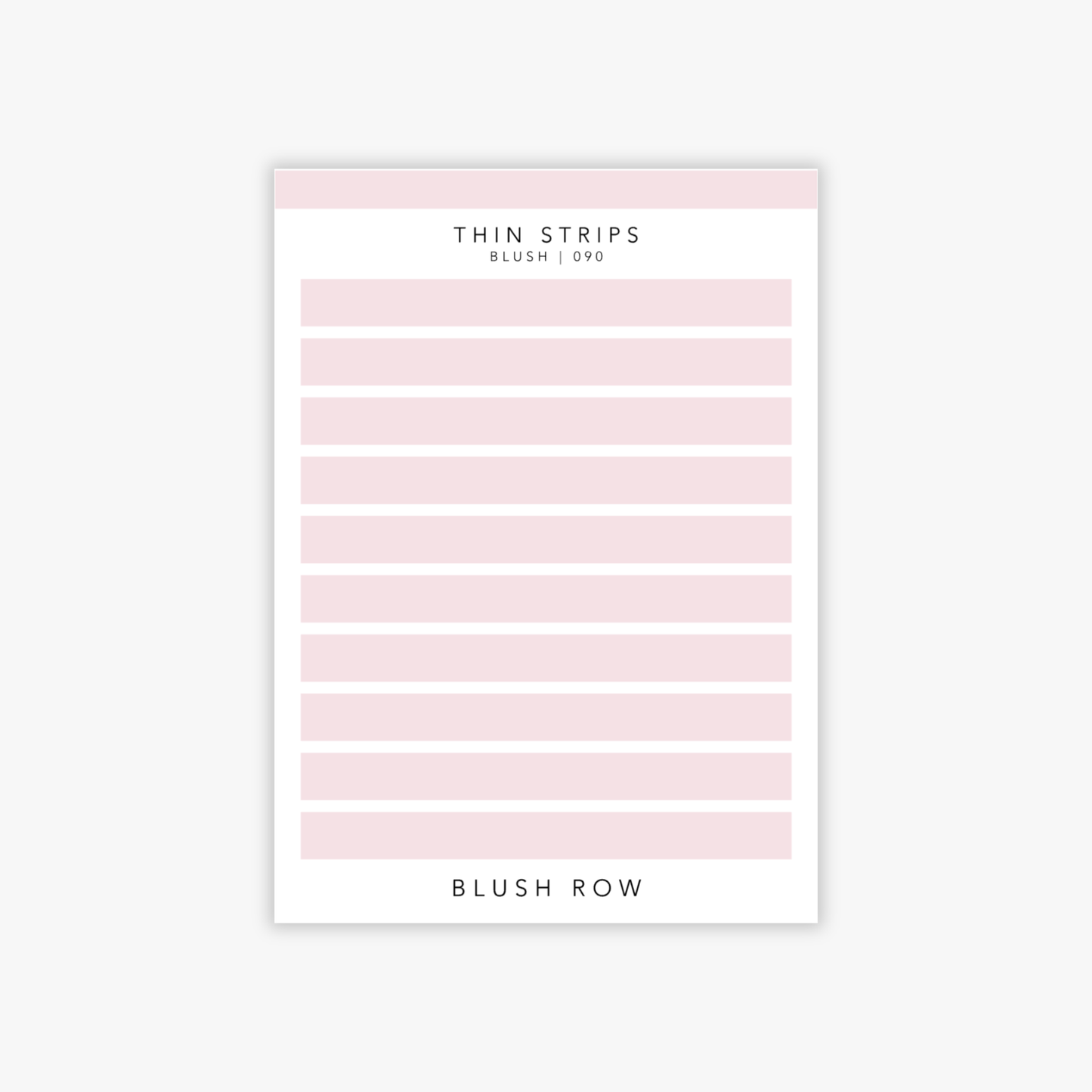 Thin strip planner stickers in a blush pink shade on a Blush Row sticker sheet.