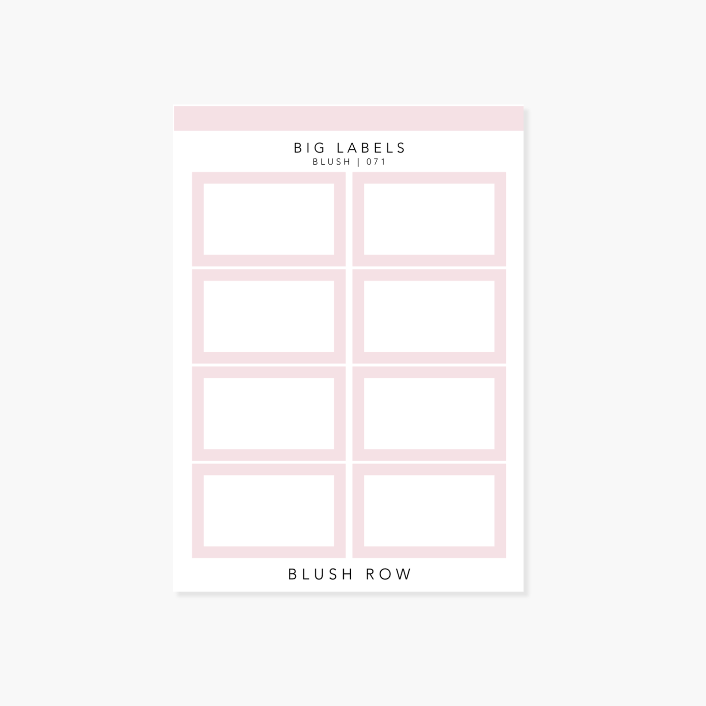 Blush big label planner stickers on a Blush Row sticker sheet.