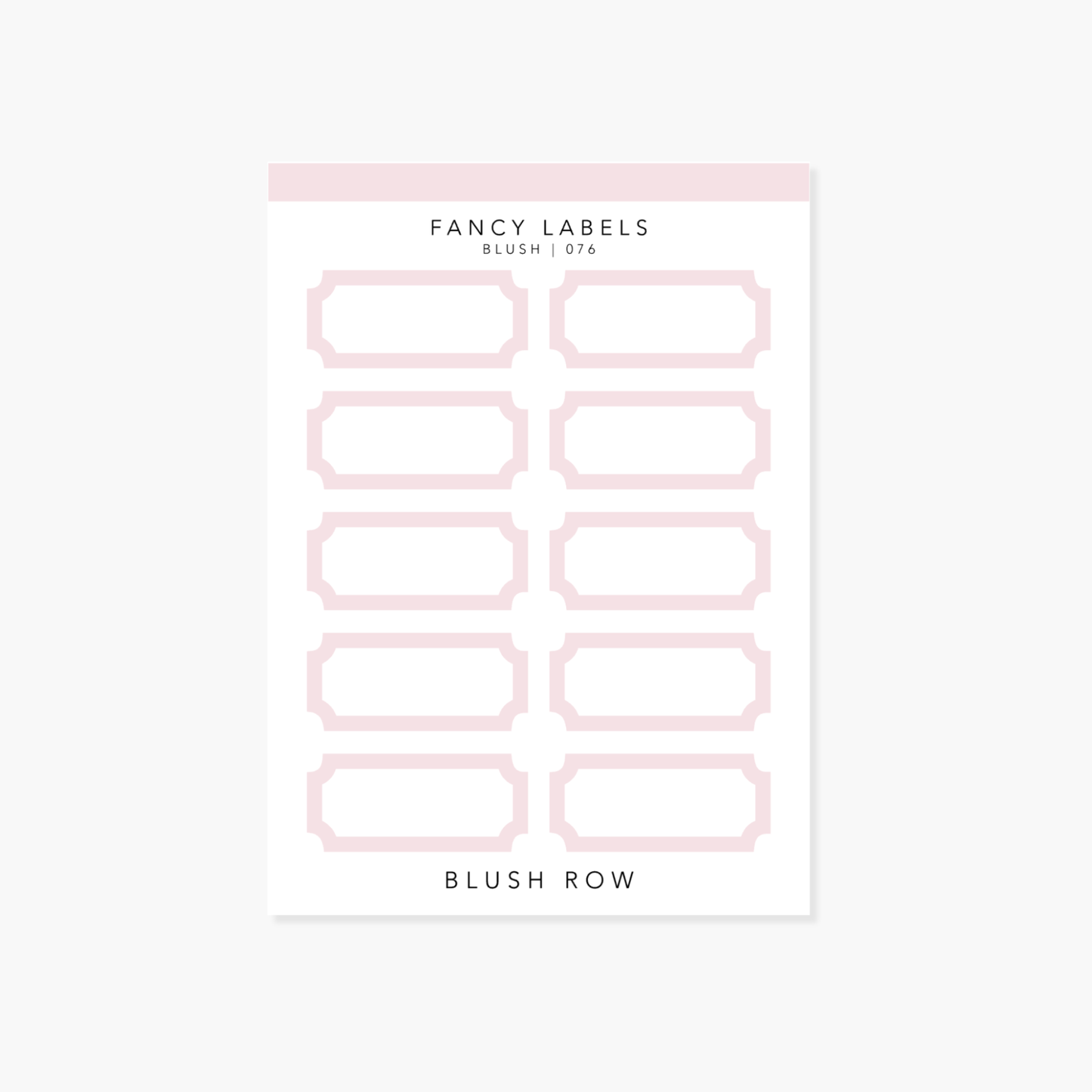 Blush fancy label frame planner stickers on a Blush Row sticker sheet.
